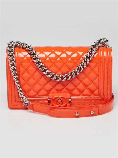 chanel patent quilted medium plexiglass boy flap orange|chanel bags for boys.